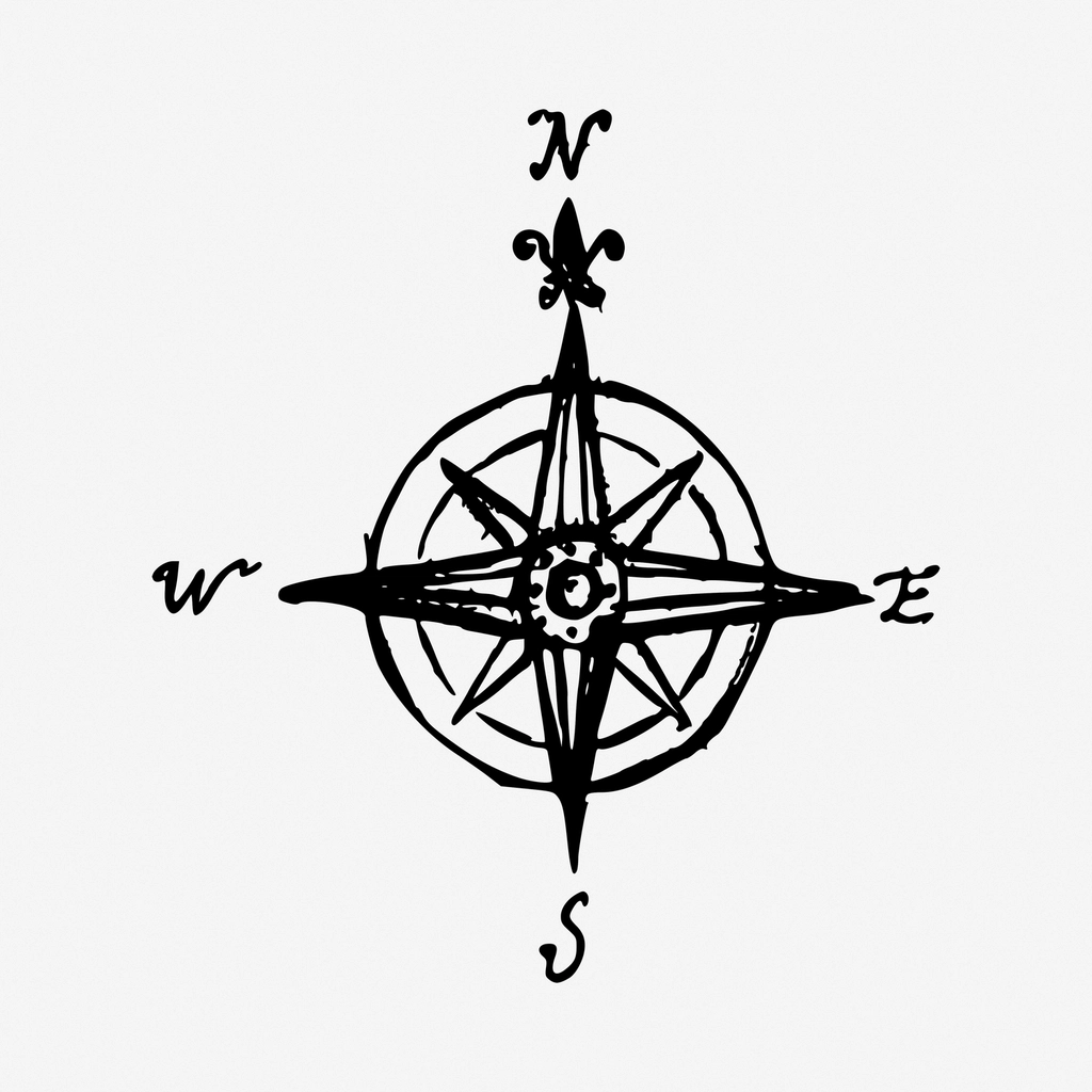 Victorian compass drawing, vintage illustration